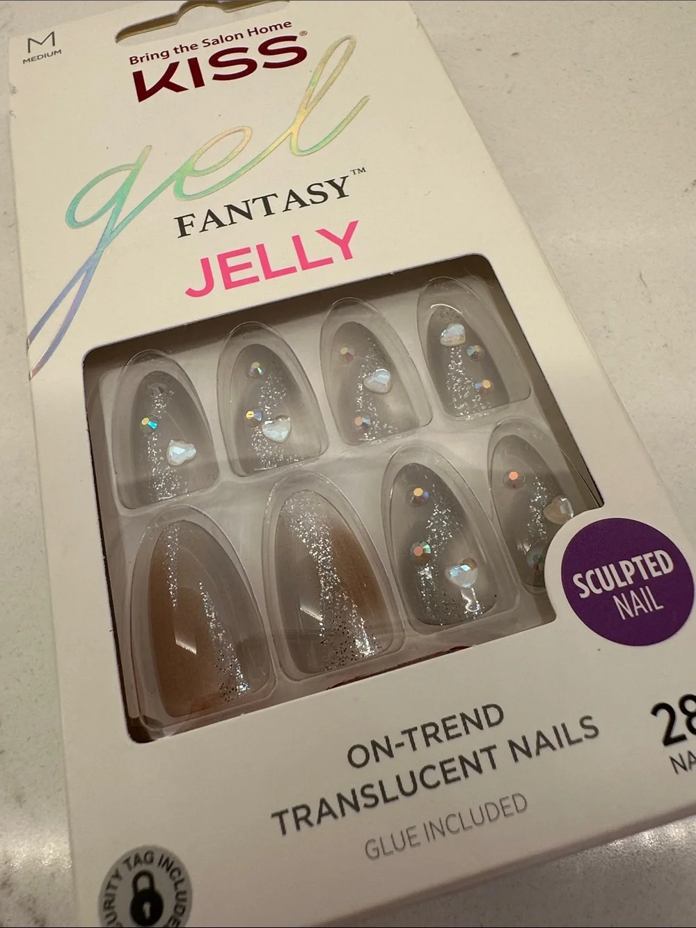 KISS Jelly Translucent Sculpted Nails - Clear with Iridescent Glitter